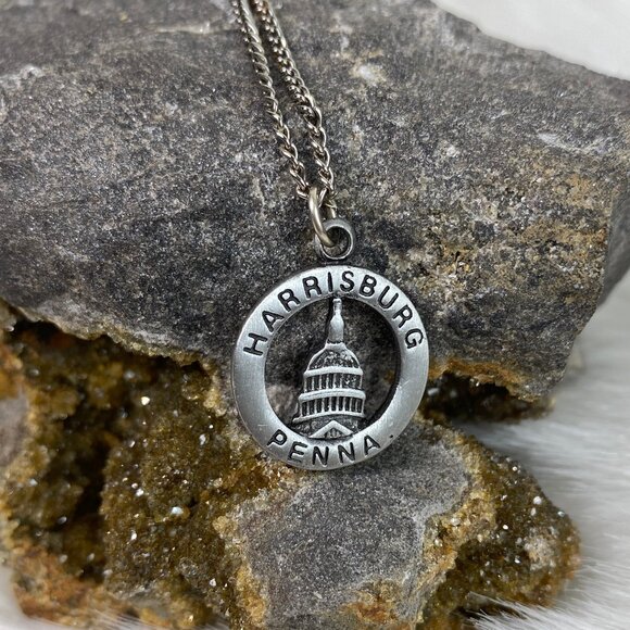 Harrisburg Penna Pewter Pendant Necklace 17" - Picture 1 of 5